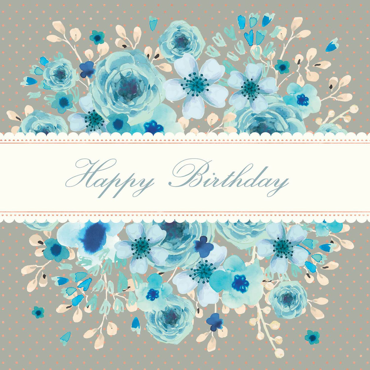 Happy Birthday Blue Watercolour Floral – Whistlefish Art Licensing